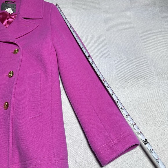 J Crew Majesty Peacoat Womens 4 Pink Stadium Cloth Wool Gold Double Breasted - Picture 13 of 15